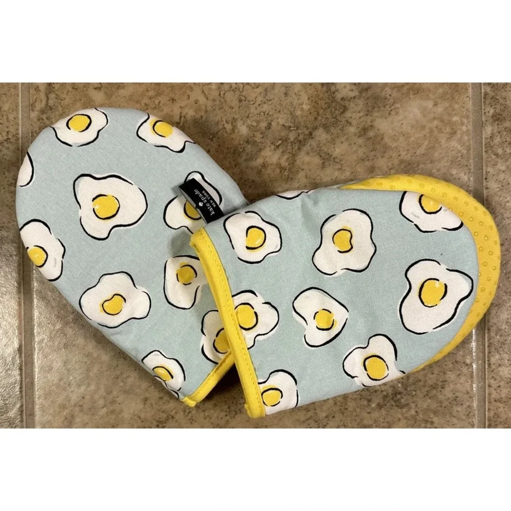 Kate Spade NY Sunny Side Up Fried Eggs MINI MITTS Set of 2 NWT
